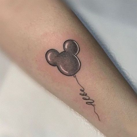 Mickey Balloon Tattoo, Star Wars Balloons, Cute Disney Tattoos, Disney Balloon, Mickey Mouse Tattoo, Kid Name Tattoo, Balloon Tattoo, Mickey Mouse Balloons, Disney Balloons