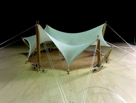 Conditional form: Tensile structures (2015) on Behance Structural Model, Wooden Staff, Shell Structure, Membrane Structure, Tensile Structures, System Architecture, Pavilion Design, Mobile Art, Structure Architecture