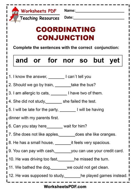 Fanboys Conjunctions Worksheet, Conjunctions Worksheet 5th Grade, Coordinating Conjunctions Worksheet, English Conversation Worksheets, Conversation For Kids, Eng Grammar, English Conversation For Kids, Conjunctions Worksheet, English Conversation Learning