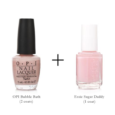 Layered Nail Polish Colors, Essie Bubble Bath, Layering Nail Polish Colors, Opi Passion Polish, Essie Pink Nail Polish Shades, Essie Hi Maintenance, Opi Sheer Pink Nail Polish, Opi Light Pink Nail Polish, Light Pink Nail Polish Colors