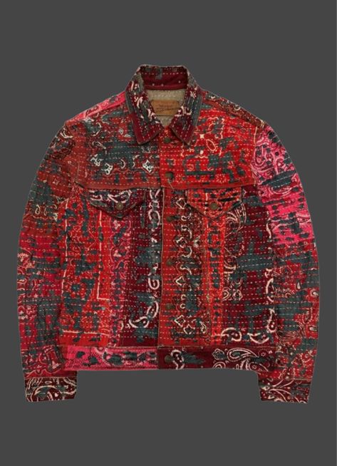 Levi's 🇯🇵shashiko boro bandana jacket | Grailed Boro Jacket, Bandana Jacket, Sashiko Jacket, Street Fashion Men Streetwear, Men Streetwear, Men's Outerwear, Red Hood, Mens Streetwear, Oats