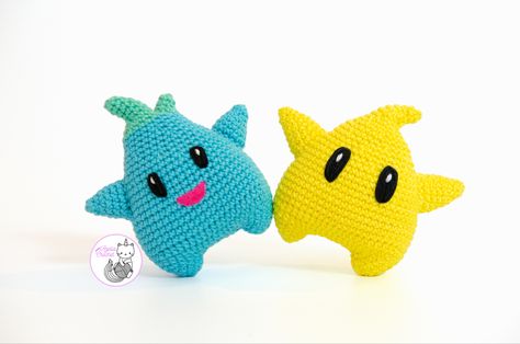 Patterns by Azélia Crochet Super Mario Luma, Luma Crochet Pattern Free, Luma Crochet Pattern, Crochet Luma Pattern, Crochet Luma, Super Mario Star Crochet Pattern, Mario Blue Shell Crochet, Chikorita Crochet Pattern, Amigurumi Space Free Pattern