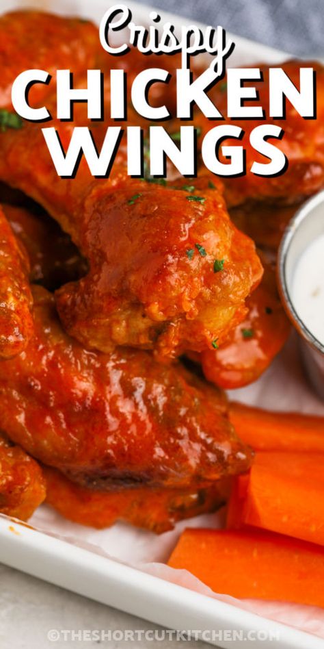 Easy Oven Baked Chicken Wings Spicy Baked Chicken Wings, Wing Dings, Spicy Baked Chicken, Easy Oven Baked Chicken, Buffalo Style, Baked Chicken Wings Oven, Crispy Baked Chicken Wings, Chicken Wing Recipes Baked, Homemade Appetizer