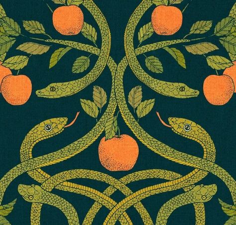 Serpents & Apples Apple Tree Garden, Apples Wallpaper, Snake Story, Wallpaper Damask, Banks Logo, Tree Garden, Reptile Snakes, Before Midnight, Garden Of Eden