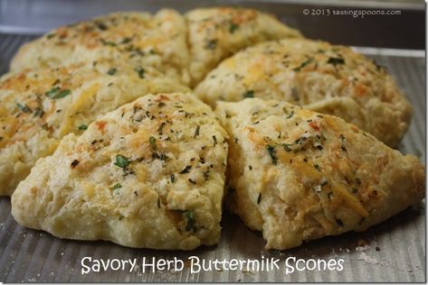 Savory Herb Buttermilk Scones (or Biscuits) | TastingSpoons Buttermilk Scone, Herb Scones, Buttermilk Scones, Travel Recipes, Savory Herb, Bread Salad, Homemade Dressing, Bowl Of Soup, Bread Rolls