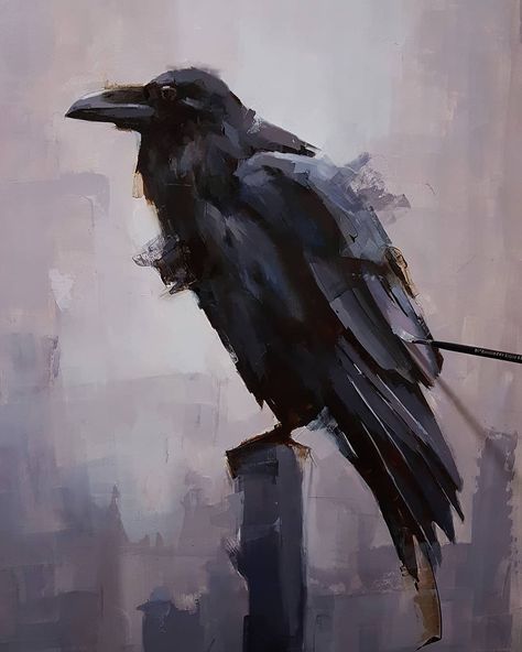 Raven Painting, Camels Art, Crow Painting, Crow Art, Raven Art, Crows Ravens, Unique Drawings, The Raven, Gorgeous Art