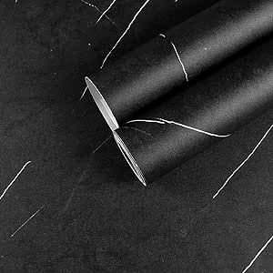 CHIHUT 17.7"x100" Black Marble Contact Paper for Countertops Matte Marble Wallpaper Peel and Stick Countertops for Kitchen Waterproof Removable Wallpaper Vinyl Marble Paper for Bathroom Shelf Liner Wallpaper For Kitchen Countertops, Matte Black Countertops, Matte Black Wallpaper, Countertop Peel And Stick, Black Contact Paper, Peel And Stick Contact Paper, Black Marble Countertops, Renter Friendly Wallpaper, Marble Contact Paper