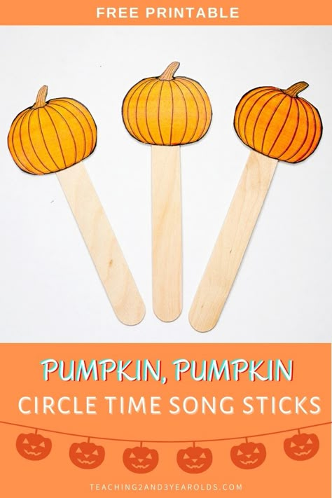 Download these free pumpkin themed circle time printable props for toddlers and preschoolers to use with pumpkin songs and fingerplays! #pumpkins #circletime #printable #puppets #props #teachers #classroom #toddlers #preschool #autumn #printable #2yearolds #3yearolds #teaching2and3yearolds Circle Time Props, Pumpkin Songs, Printable Puppets, Preschool Autumn, Pumpkin Activities Preschool, Toddler Circle Time, Preschool Circle Time Activities, Halloween Lesson Plans, Pumpkins Preschool