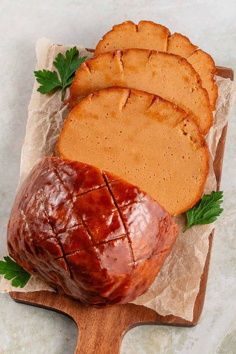 Vegan Ham, Ham Roast, Holiday Entrees, Gluten Free Flatbread, Yeast Packet, Vegan Beef, Sweet Glaze, Holiday Sides, Ham Recipe