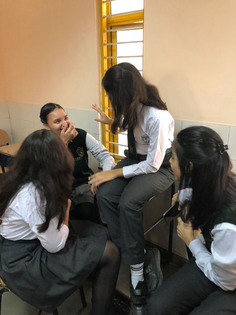 Friends Aesthetic Indian, Indian School Aesthetic, School Asthetics Photos, Assamese Girl, Sibling Photo Shoots, School Uniform Fashion, Friend Pictures Poses, School Photo, India School