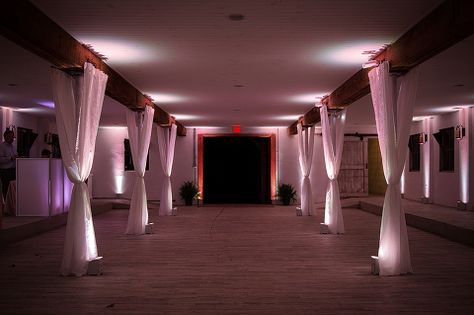 Colorful Uplights at a Wedding at 48 Fields in Leesburg, VA Uplighting Wedding, White Barn Wedding, Virginia Wine Country, Barn Wedding Reception, Virginia Wedding Venues, Rustic Wedding Reception, Stair Lighting, Lighting Concepts, Wedding Stage Decorations