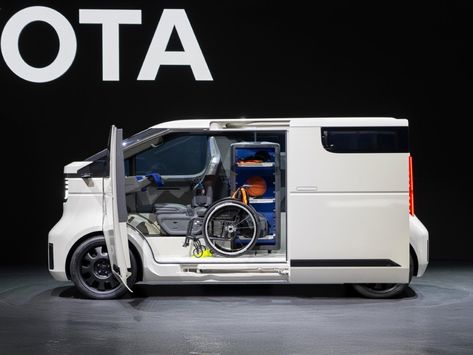 Toyota’s new Micro-camper doubles into a cargo-van, pop-up shop, or even a wheelchair-accessible van Cozy Camper, Wheelchair Accessible Vans, Wheelchair Accessible Vehicle, Electric Van, Shed Office, Delivery Van, Micro Camper, Wheelchair Friendly, Cargo Van