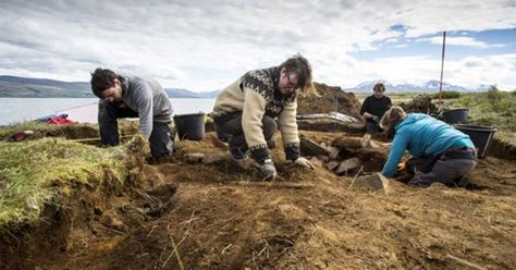 Three Boat Burials of Viking-era Chiefs Found in as Many Days at Icelandic Site. Archaeologists dig at the site of the first ship burial, where the human and dog bones, the ship and sword were found. You can see how close the waters of the fjord are in the background. Archaeology Dig, North Iceland, Archaeology News, Human Bones, Dug Up, Viking Ship, Old Norse, Ancient Origins, Dog Bones