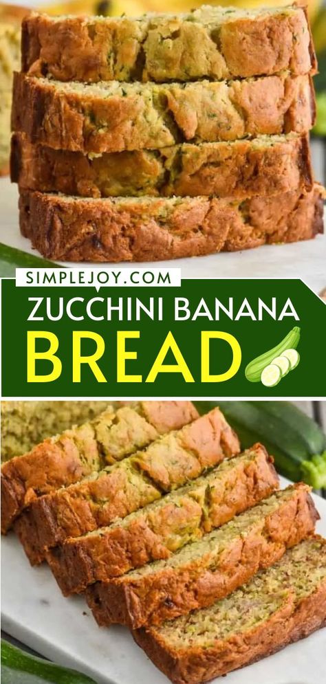 Zucchini Banana Bread, Zucchini recipe Simple Zucchini Bread, Zucchini Baking, Zucchini Banana Bread Recipes, Banana Zucchini Bread, Easy Zucchini Bread Recipes, Moist Zucchini Bread, Banana Zucchini, Black Color Hairstyles, Zucchini Recipes Dessert