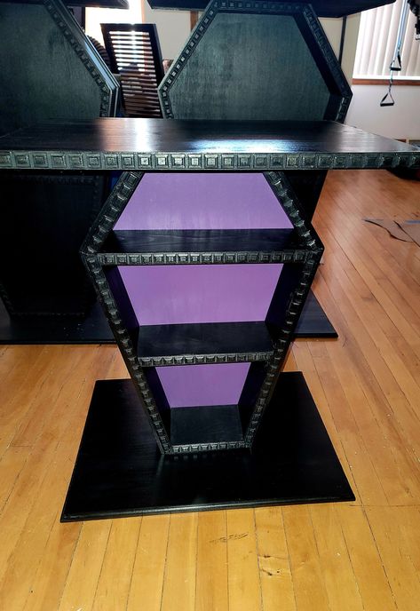 Our wood night stands  are  custom stained and built for you , the wood trim can be changed as well as color options , please message for options. These can also be made to 24 inches tall to be used as end tables  , please message and we will customize it for you  All of our coffin shelves come with decorative face trim , side trim and corner trim on the back ! Detailed elegance and sturdy !  IF you have a color sample for the back please message it !  YOU PICK THE COLORS! ANY COLORS !  *laser e Goth Room Decor Diy, Coffin Bookshelf, Coffin Shelves, Emo Room, Corner Trim, Dollar Store Diy Organization, Cute Furniture, Cute Diy Room Decor, Goth Home