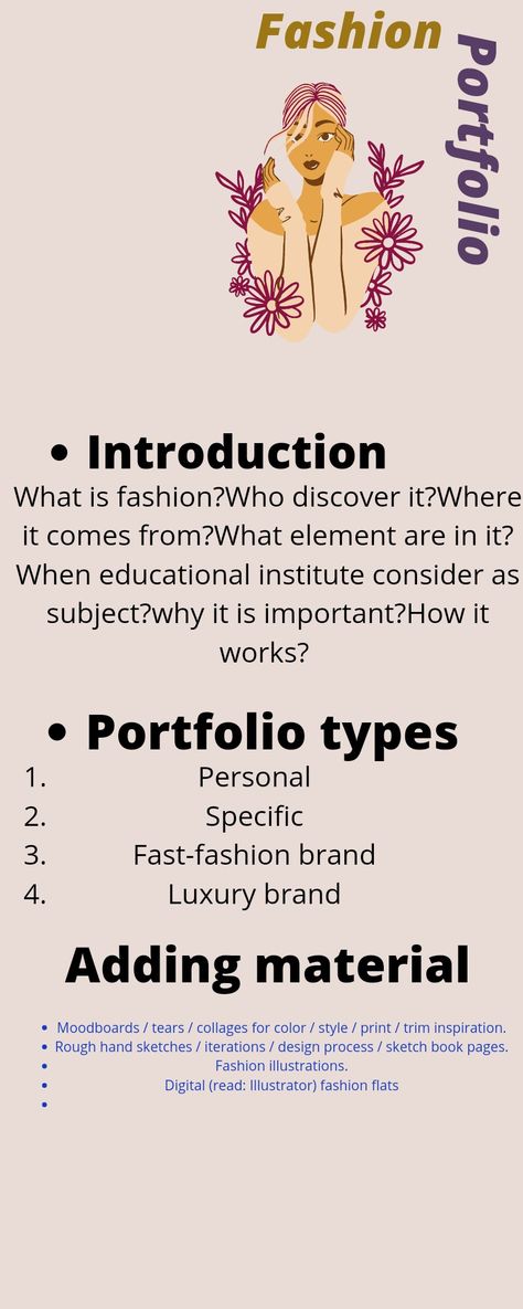 Infographic portfolio How To Make Fashion Portfolio Ideas, Jleconteberlin Portfolio, Fit Portfolio Mix And Match, Fashion Designing Study Notes, Fashion Portfolio Ideas Layout, Fashion Designing Portfolio Ideas, Fashion Styling Portfolio Mood Boards, Mood Board Fashion Portfolio, Fashion Journal Ideas Portfolio Layout