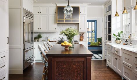 Read how Marcy Townsend and Sara Whicher, the talented minds behind Chisel Architecture, found creative solutions to renovate a troublesome English Tudor in South Minneapolis and breathe new light and life into the previously dark, cramped interiors. Check out the before-and-afters here.  📷 by Alyssa Lee English Tudor Homes Interior, Inside Kitchen Cabinets, English Tudor Homes, Cabinets To Ceiling, Midwest Home, Tudor Kitchen, Oak French Doors, Inset Cabinetry, Mudroom Flooring