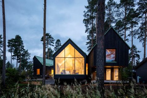 It May Look Like a Vacation Home, but This Finnish House Is Built for Every Season - WSJ Black Cladding, Finnish House, Dog Doctor, Doctor Picture, Wood Cladding, Coastal Cities, Wooden House, Modular Homes, Green Roof