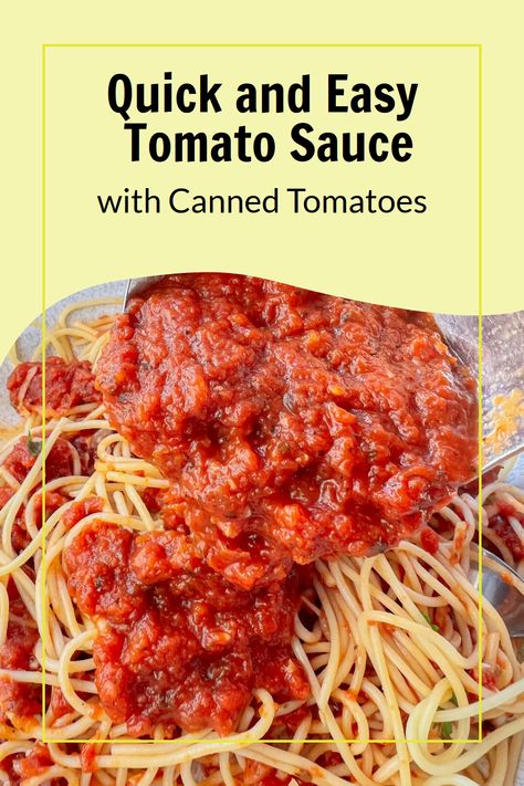 Tomato Sauce With Canned Tomatoes, Tomato Sauce From Canned Tomatoes, Easy Tomato Pasta Sauce, Easy Tomato Pasta, Canned Tomato Recipes, Recipes With Diced Tomatoes, Pasta Sauce Recipes Easy, Make Tomato Sauce, How To Make Tomato Sauce