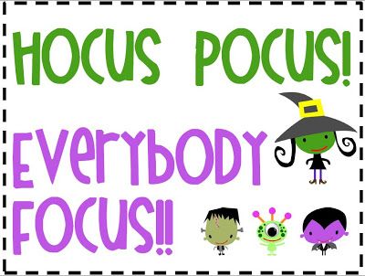 great attention grabbers! favorite: macaroni & cheese: everybody freeze! Hocus Pocus Everybody Focus, Self Fulfillment, Brain Based Learning, Attention Grabbers, Brain Learning, Classroom Behavior Management, Whole Brain Teaching, Van Horn, 3rd Grade Classroom