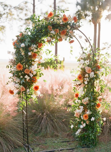 Arch Flower Backdrop, Bright Wedding Flower Arch, Minimal Floral Arch, Dahlia Wedding Arbor, Partial Floral Arch, Half Floral Arch, Arch Florals Wedding, Wedding Archway Flowers, Alter Flower Arrangement