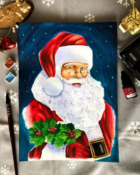 Here's my merry Christmas theme watercolor painting. I painting santa claus....hope you like it Instagram @la_artiste_lakshit Christmas Poster Ideas For School, Christmas Oil Pastel Art, Santa Clus, Painting Santa Claus, Christmas Drawings For Kids, Santa Claus Drawing, Painting Santa, Christmas Drawings, Ganesha Painting