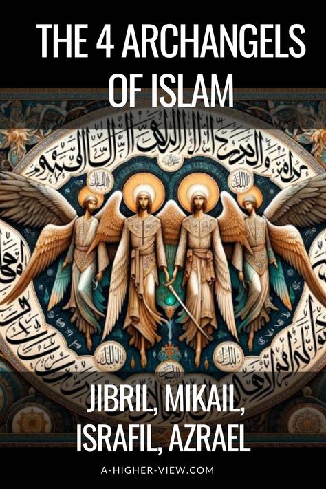 In Islamic theology there are 4 archangels: Jibril, Mikail, Israfil, and Azrael. Each of these archangels play a distinct part in the Islamic understanding of the cosmos, human existence, and the afterlife. These 4 archangels symbolize key aspects of life, faith, and the eternal cycle of existence. #archangels #angels #angelsinislam #4archangels Azrael Archangel, Hazrat Jibraeel Angel, All Archangels Pictures, Archangels Uriel, Jophiel Archangel, 4 Archangels, All Archangels, Raziel Archangel, Archangels Names