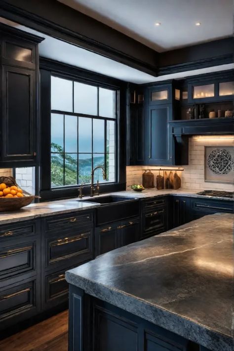 Black Countertop Stone Backsplash, Soapstone Counter With Marble Backsplash, Soapstone Countertops Marble Backsplash, Dark Soap Stone Countertops, Charcoal Soapstone Quartz Countertops, Soapstone Countertops Kitchen, Soapstone Countertops, Kitchen Countertop Materials, Butcher Block Countertops