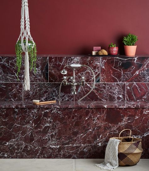 Rosso Levanto Marble, Burgundy Marble, House Ideas Modern, Mandarin Stone, Belsize Park, Natural Stone Tiles, Acid Rain, Limestone Flooring, Red Marble