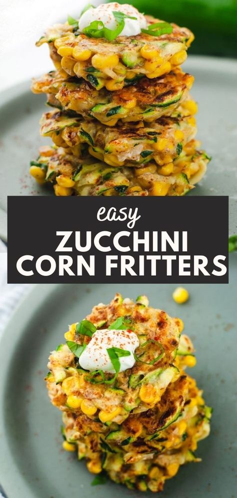 Fritters Zucchini, Zucchini Corn Fritters, Zucchini Corn, Vegan Zucchini, Corn Fritters, Zucchini Fritters, Vegan Sides, Fritter Recipes, Summer Appetizer