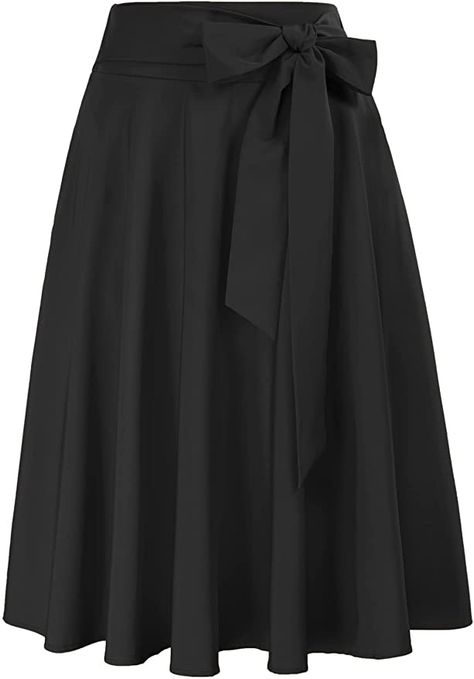 Amazon.com: Women Bowknot Midi Skirt Vintage High Waist A-Line Skater Skirt (Black,M) : Clothing, Shoes & Jewelry Midi Skirt Vintage, Classy Skirts, Flared Skirts, Midi Skirt With Pockets, Cheap Skirts, High Waisted Pleated Skirt, Midi Flare Skirt, Aline Skirt, Skirts Midi High Waisted