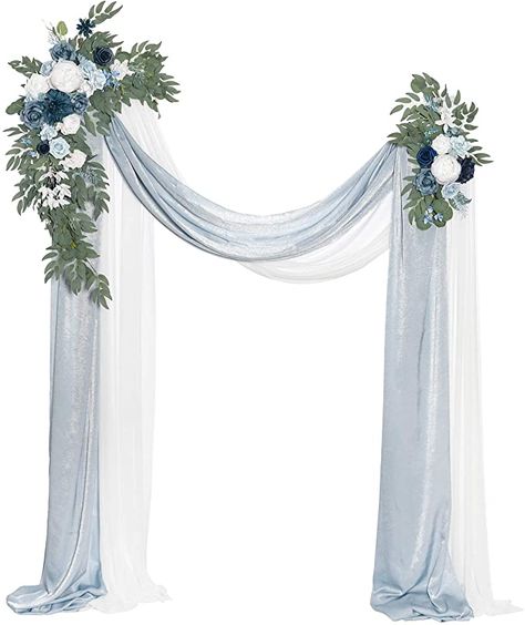 Hanging Flower Arrangements, Ceremony Arch Decor, Wedding Cards Images, Wedding Arch Decor, Navy And Burgundy Wedding, Blue Wedding Receptions, Garden Wedding Centerpieces, Small Weddings Ceremony, Reception Backdrop