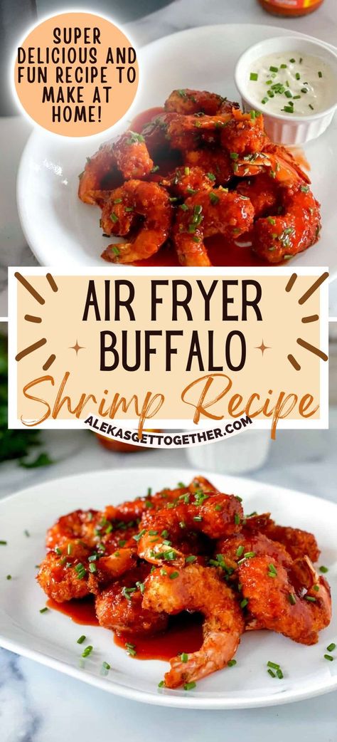 Spicy Buffalo Sauce, Buffalo Shrimp Recipes, Brown Sugar Sauce, Buffalo Shrimp, Breaded Shrimp, Shrimp Appetizers, Shrimp Recipes Easy, Air Fryer Dinner Recipes, Shrimp Recipe