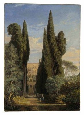 Edward Lear (Holloway 1812-1888 San Remo)  Cypresses at the Villa d'Este, Tivoli  Price realised  USD 104,500 Red Veil, Infinite Void, Edward Lear, Street Music, Edmund Dulac, Walter Crane, Italian Landscape, Green Hills, Art Camp