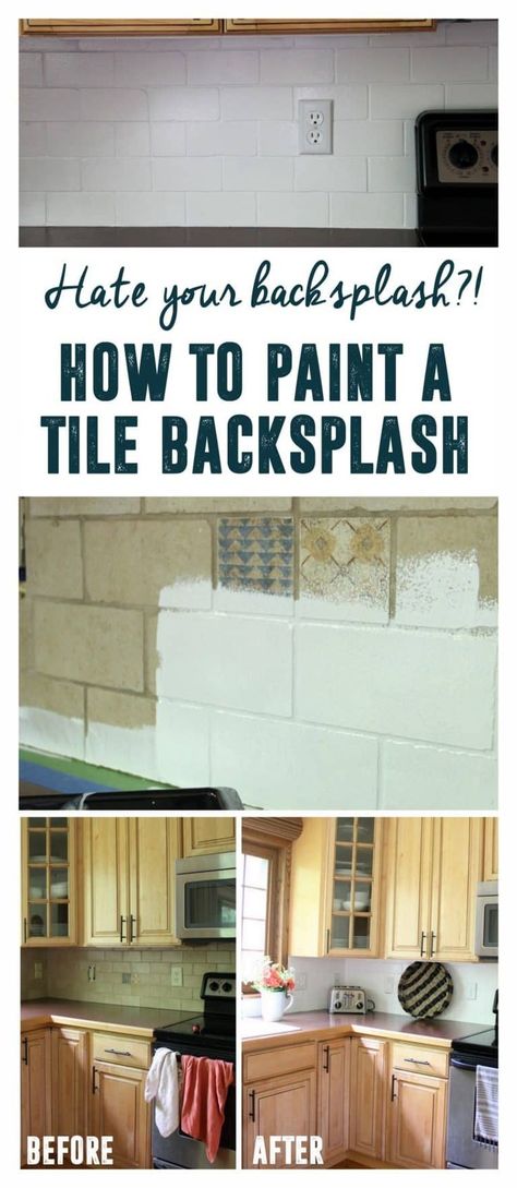 Diy Tile Backsplash, Tile Diy, Paint Backsplash, Brown Tile, Upcycle Furniture, Tile Counters, Mom Kitchen, Diy Kitchen Backsplash, Farmhouse Backsplash