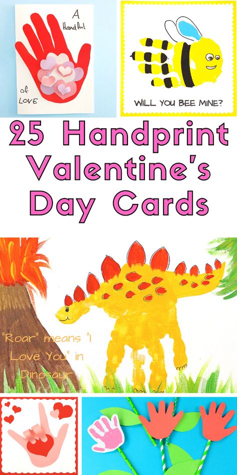 Handprint Valentines, Toddler Valentine Cards, Easy Diy Crafts For Kids, Handprint Cards, Cards Valentines Day, Toddler Valentine Crafts, Valentines Day Crafts, Valentines Day Cards Diy, Valentine Card Crafts