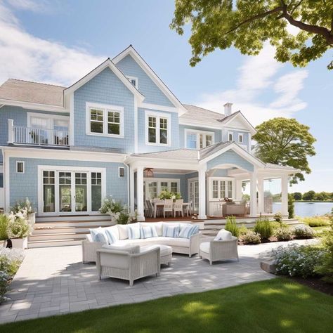 Small Beach House Exterior Coastal, Coastal Home Architecture, Coastal Chic House Exterior, White Beach House Exterior Coastal, Cottage Beach House Exterior, Coastal Houses Exteriors, Coastal Suburban Home, Summer Home Exterior, Costal Exterior