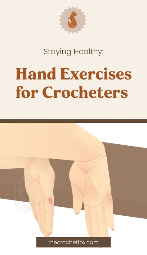 Hand exercises are usually something most of us crocheters take for granted. I know because I'd rather be crocheting this lovely sweater than doing some odd physical exertions. However it is important because failing to do them leads to injuries. Here are a few easy exercises to prevent them. | More crochet tips and guides at thecrochetfox.com Hand Stretches For Crochet, Hand Exercises For Crocheters, Left Handed Crochet, Crochet Beginners, Crocheted Afghans, Hand Exercises, Crochet Heart Pattern, Easy Exercises, Hand Pain