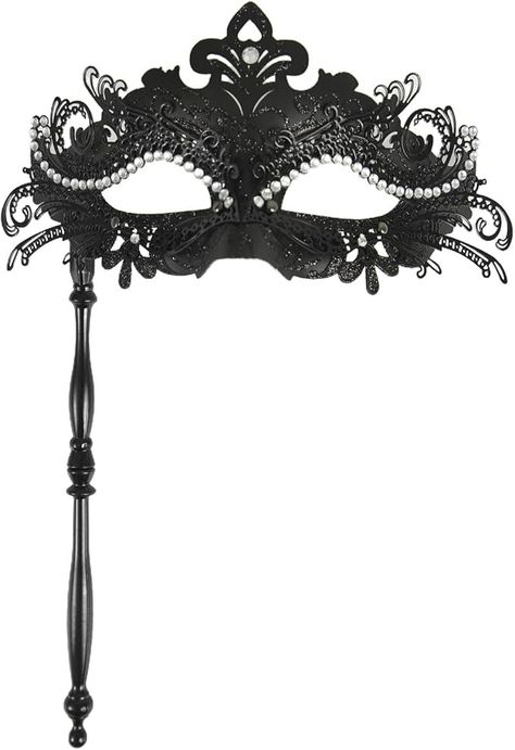 Amazon.com: Pretishows Masquerade Mask for Women Unique White Opera Mask with Rhinestones Venetian Handheld Mask Mardi Gras Masks : Clothing, Shoes & Jewelry Masquerade Dance, Mardi Gras Masks, Black Halloween Costumes, Opera Mask, Venetian Masquerade Masks, Halloween Costume Mask, Ball Mask, Masked Ball, Mardi Gras Decorations