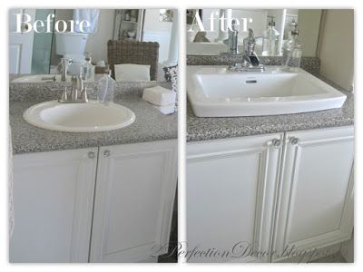 Updating old Bathroom Sinks.. while re-using old vanities Updating Old Bathroom, Nautical Home Decorating, Old Vanity, Expensive Decor, Old Bathrooms, Drop In Bathroom Sinks, Old Sink, Old Bathroom, Drop In Sink