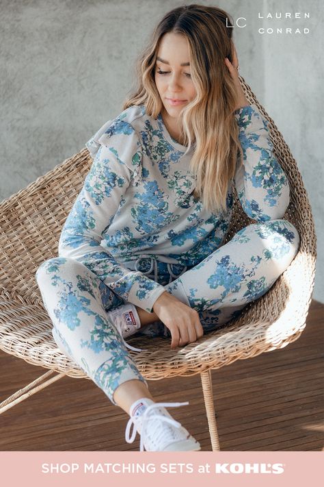 Ready to meet your perfect match? Say hello to these cute and cozy loungewear sets from LC Lauren Conrad. With sweet floral prints and soft fabrics, they make the perfect throw-on-and-go ’fit for Zoom calls, movie nights and everything in between. Find new styles in a flash with fast + free store pickup or drive up! Shop sweatshirts, sweatpants and more matching sets from LC Lauren Conrad at Kohl’s and Kohls.com. #loungewear #lclaurenconrad Lauren Conrad Collection, Lauren Conrad Style, Cozy Loungewear, Soft Cardigan, Loungewear Sets, Best Face Products, Lc Lauren Conrad, Lauren Conrad, Pajamas