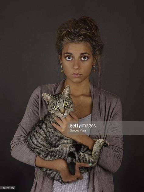 Girl Holding Cat, Holding A Cat, Stock Photos People, Cat Poses, People Poses, Anatomy Poses, Cat Pose, Body Reference Poses, Female Anatomy