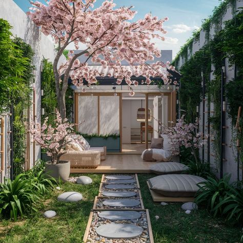 24 Japanese Garden Ideas to Transform Your Backyard into a Serene Oasis - placeideal.com Japandi Garden Design, Zen Architecture Exterior, Japandi Garden Ideas, Tiny House Garden, Indoor Japanese Garden, Japandi Exterior, Zen Balcony, Japandi Garden, Japanese Garden Ideas