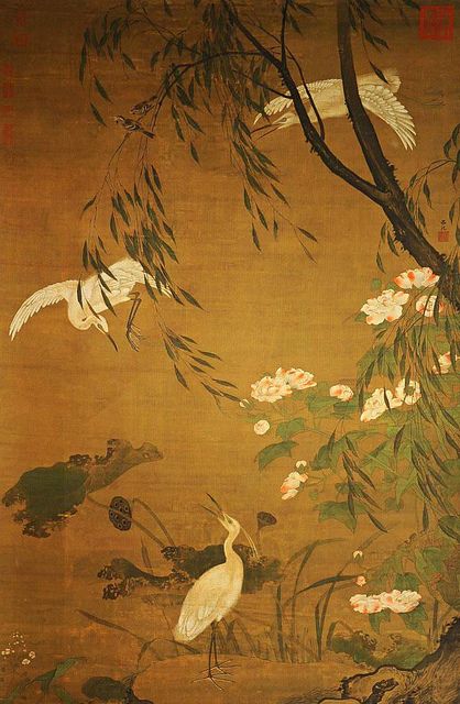 old Chinese art  | Ancient Chinese Painting - silk scroll asian birds 'Autume Egrets ... Sculpture Textile, Ancient Chinese Art, Asian Painting, Samurai Art, Wooden Jigsaw Puzzles, Wooden Jigsaw, Art Japonais, Ming Dynasty, Japanese Painting