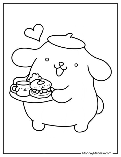 Printable Coloring Pages Sanrio, Pompompurin Coloring Page, Pom Pom Purin Wallpaper, Sanrio Coloring Page, Sanrio Coloring Pages Printable, Sanrio Characters Coloring Pages, Coloring Pages Sanrio, Sanrio Coloring Pages, Sanrio Coloring