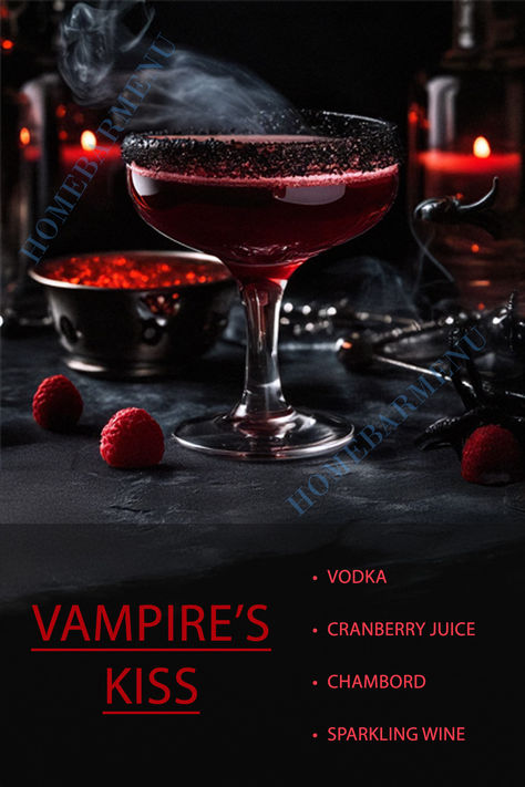 Vampires Kiss Cocktail, Vampires Lair, Booze Board, Kiss Cocktail, Cocktail Recipes At Home, Valentine Cocktails, Fun Drinks Alcohol, Vodka Wine, Halloween Drink