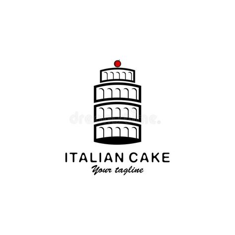 Cake Vector Logo, Bread Vector, Tower Cake, Pisa Tower, Logo Design Illustration, Retail Design Display, Cake Vector, Italian Cake, Cake Bakery