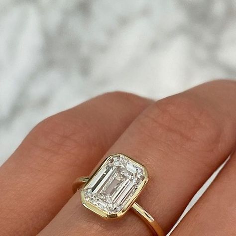 Emerald Cut Bezel Set Engagement Ring, Full Bezel Engagement Ring, Cool Girl Engagement Rings, Emerald Cut Bezel Engagement Ring, Bezel Emerald Engagement Ring, Emerald Bezel Engagement Ring, 3ct Engagement Ring, Dream Proposal, Emerald Cut Engagement Ring