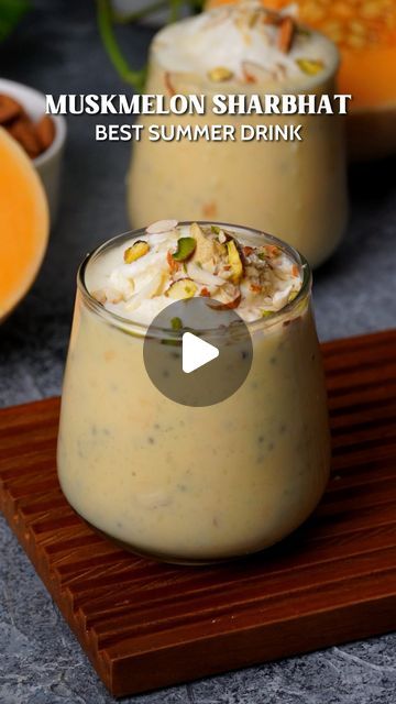 Badam Shake Recipe Video, Muskmelon Recipes, Badam Milk Recipes, Badam Shake, Muskmelon Juice, Badam Milk Recipe, Refreshing Fruit Drinks, Gum Recipe, Soaked Almonds