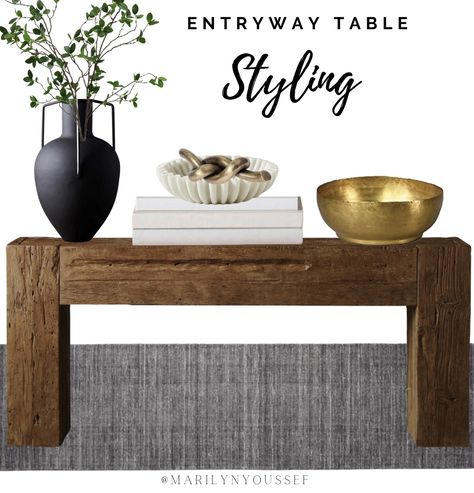 Catch All Bowl Entryway, Entryway Table Styling, Furniture Office, Coffee Table Books Decor, Entryway Table Decor, Console Table Styling, Marble Bowl, Brass Decor, Coffee Table Books